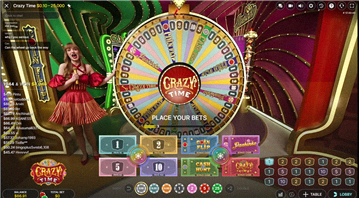 Crazy Time interfaccia scommesse
